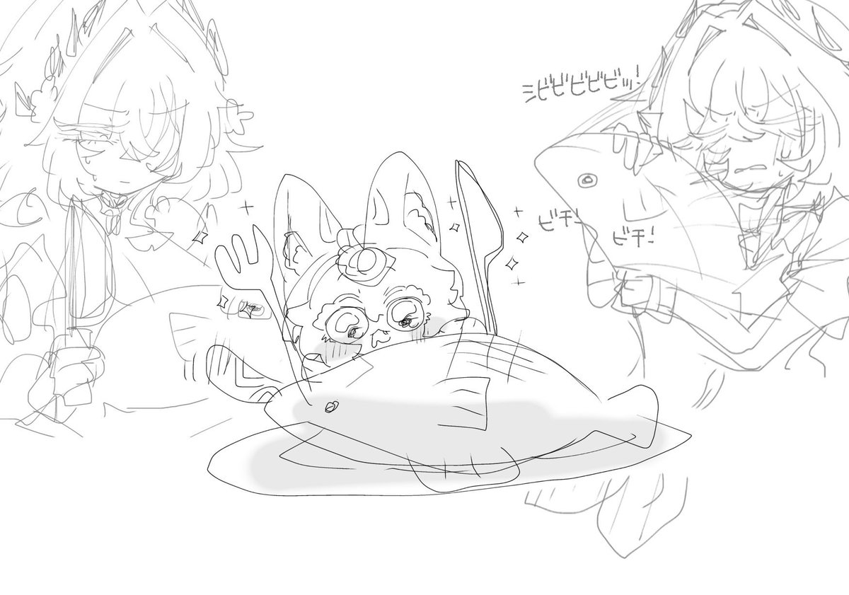 cu_te_ne's tweet photo. これは描いた記憶がないアグサフェ
おっきいお魚をたべるお話 https://t.co/qrR5oPitMW