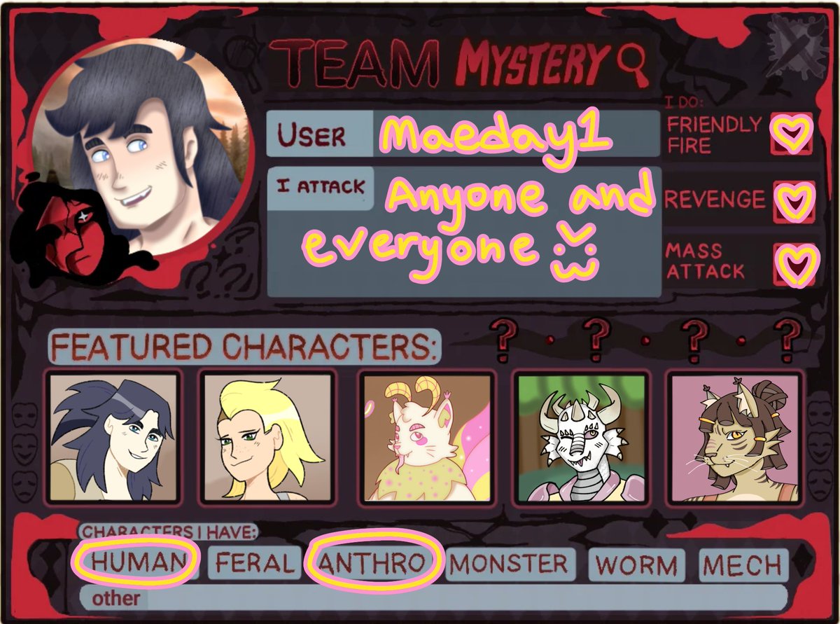 Moonlit_Maeday's tweet photo. I realized I never posted my art fight id card lmao, I know art fight is almost over but here it is incase anyone wants to attack me! I have human and anthro oc's and I will attack anyone!
https://t.co/lUfjSWedyU https://t.co/Rfk26OdWfK