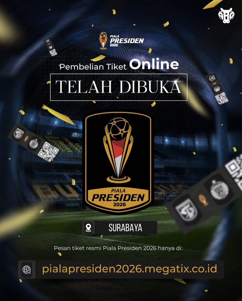 PersebayaABG's tweet photo. Piala Presiden 2026 Hadir di GBT, Tiket Sudah Bisa Dibeli!

Turnamen pramusim paling dinanti akhirnya kembali hadir di Surabaya. Piala Presiden 2026 akan menghadirkan atmosfer sepak bola terbaik di Stadion Gelora Bung Tomo, dan kabar baiknya, semua kategori tiket dibanderol hanya Rp50.000.

Persebaya akan bersaing di Grup B bersama Persija Jakarta, PSMS Medan, dan Port FC. Ini bukan cuma laga persiapan, tetapi momen untuk kembali memenuhi stadion dan menghidupkan semangat sepak bola Kota Pahlawan.

📍 Lokasi penukaran tiket: 
• Persebaya Store Raci Pakal (tribun atas)
• Persebaya Store Surabaya Town Square (VIP atas, barat, utara, selatan)
• Persebaya Store Komplek (timur)
Waktu penukaran: H-2 hingga hari pertandingan, pukul 10.00–20.00 WIB

Jangan sampai kehabisan. Ajak keluarga, teman, dan seluruh rekan seperjuangan untuk merasakan langsung atmosfer Piala Presiden di GBT!

#PersebayaABG