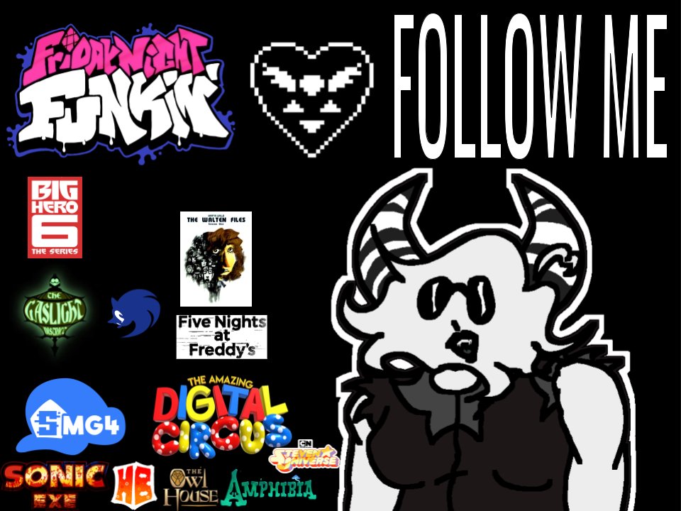 lilsisbiggay's tweet photo. HELLO!
my name is lilith/lils !
i go by she/they/skulls !
I'm a composer, VA, artist and lyricist !
My main fandoms are FNF, and DELTARUNE !
but im in a lot more (image below) !
if i followed you back then i wanna be frieeeends dm me :3c ! 
im single atm sisghs https://t.co/VFfdG9GSgS