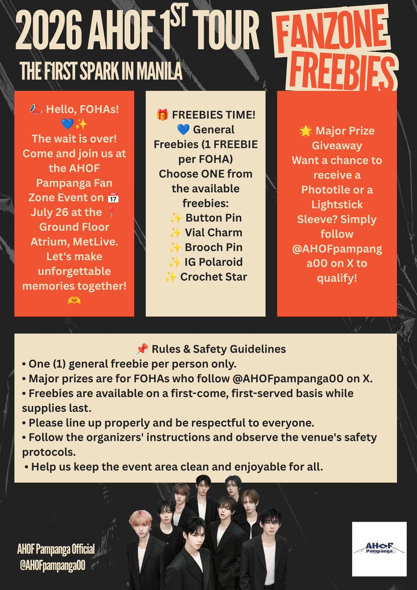 AHOFPampanga00's tweet photo. 📣 Hello, FOHAs! 💙

To ensure a fun, safe, and fair experience for everyone, please take a moment to read and follow our Fan Zone Rules &amp; Guidelines. Your cooperation helps make the event enjoyable for all FOHAs.

Thank you for your understanding and support. https://t.co/6WWrCeAmHx