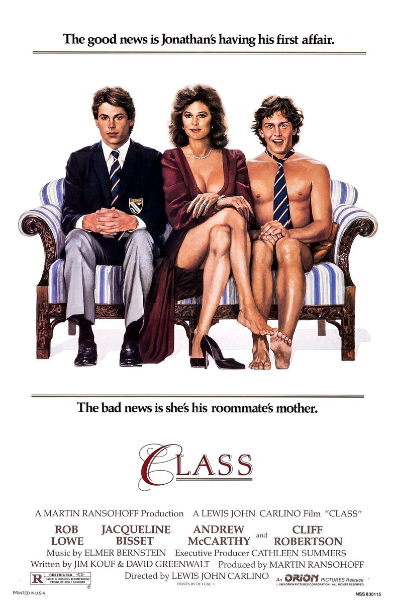 FilmNewsNos's tweet photo. 🎬MOVIE HISTORY: 43 years ago today, July 22, 1983, the movie ‘Class’ opened in theaters!
#JacquelineBisset #RobLowe #AndrewMcCarthy #CliffRobertson #JohnCusack #AlanRuck #VirginiaMadsen #LewisJohnCarlino https://t.co/LCfaIG59zq