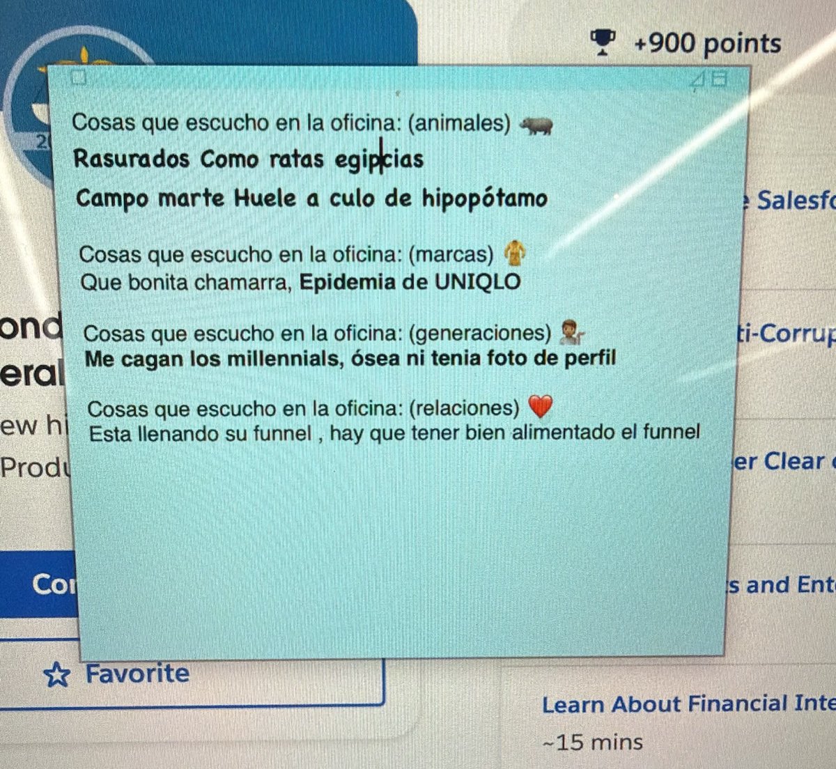 inaRii's tweet photo. En prepa @kitsune_ng tenía una hoja de su libreta destinada a escribir las frases mas célebres de nuestros compañeros. Hoy me caché haciendo lo mismo pero de la gente de la oficina 🫢 https://t.co/KzC39rhu4q