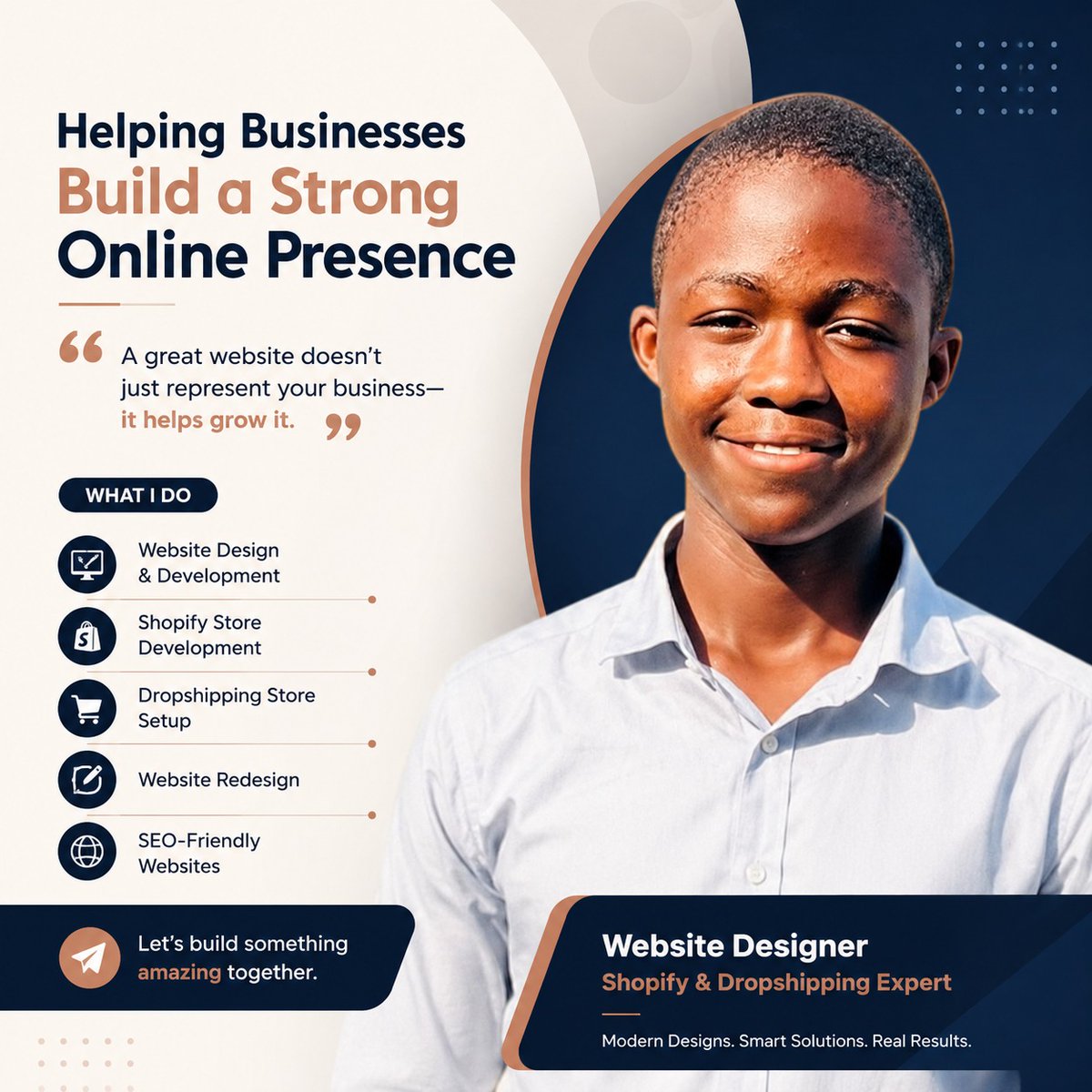 Shopifyex's tweet photo. Excited to share what I do!

I'm passionate about helping businesses build professional websites and Shopify stores that not only look great but also deliver real value.

"Your online presence is one of your greatest business assets."

Let's connect and build something impactful. https://t.co/Kko8kAoLqA