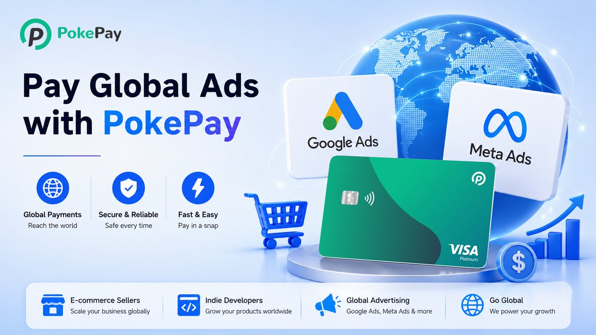 PokePayGlobal's tweet photo. 📈 Running a global e-commerce business or building your own product? 🌍

Pay for Google Ads, Meta Ads, and more with your PokePay. 💳🚀

Reach more customers,Grow beyond borders. 🌐🔥

#PokePay #GoogleAds #MetaAds https://t.co/BaIdhNubzd