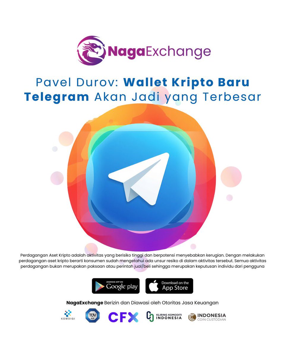 nagaexchange's tweet photo. Halo Nagaverse!👋 
Pavel Durov: Wallet Kripto Baru Telegram Akan Jadi yang Terbesar.
Untuk informasi selengkapnya dapat dibaca melalui blog Website NagaExchange ya! (https://t.co/0w3P1Lp4Kj) https://t.co/1STeK7Vklo