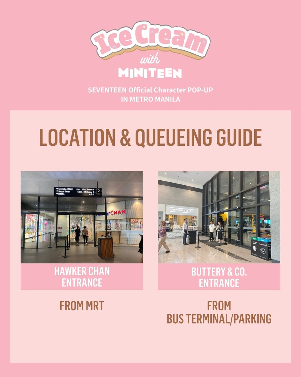 apopcollections's tweet photo. <Ice Cream with MINITEEN>
SEVENTEEN Official Character POP-UP IN METRO MANILA

🍦 QUEUEING AND LOCATION GUIDE

Planning your visit? Here's your guide to getting to the pop-up and finding the queueing area with ease.

We'll see you tomorrow, Caratdeuls! 💎

🗓 July 24, 2026 (Fri) - August 14, 2026 (Fri)
⏱ Mon - Thurs 10AM - 9PM
⏱ Fri - Sun 10AM - 10PM
📍Level 2 The Concourse One Ayala Mall Makati City

#SEVENTEEN #세븐틴
#MINITEEN #미니틴
