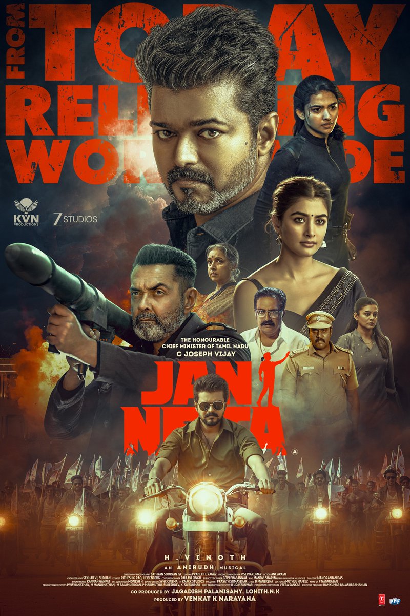 KvnProductions's tweet photo. Some moments never come back. This is one of them.

One last time...
Let's witness Thalapathy's film together in theatres ❤️

#JanaNayaganFromToday
#JanaNayakuduFromToday
#JanNetaFromToday

The Hon'ble Chief Minister @actorvijay @TheKVNofficial @KvnProductions #HVinoth @hegdepooja @anirudhofficial @thedeol @_mamithabaiju @Jagadishbliss @LohithNK01 @RamVJ2412 @TSeries