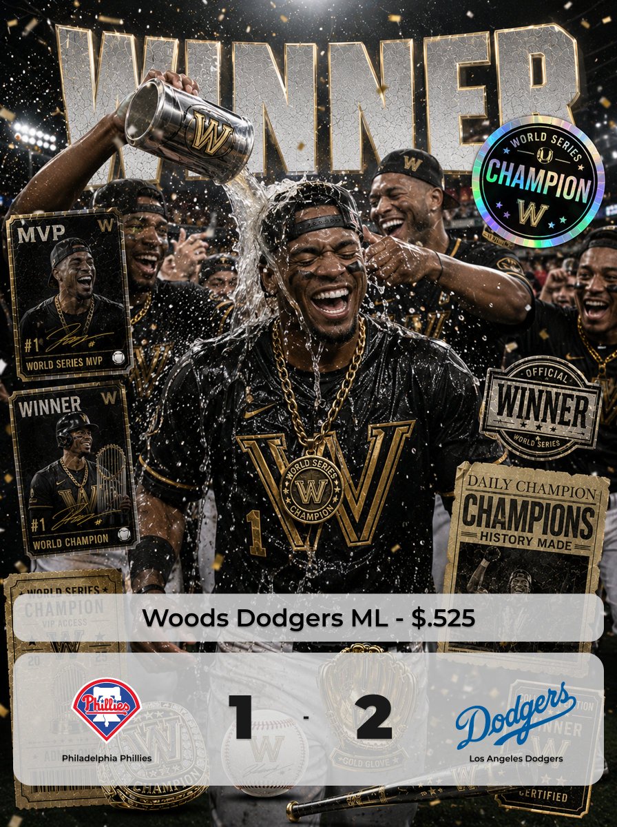 WealthGroup's tweet photo. Dodgers ML gets it done.

@robw00ds shared the play, buying shares at $0.525 before first pitch, and Los Angeles closed it out 2-1.

If you're looking for consistent sports betting analysis and a community that takes the process seriously, @WealthGroup is the place to be. https://t.co/wFwfneVICk