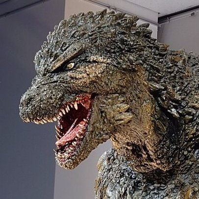 AnotherKaiju's tweet photo. I see some subtle inspiration from the MonsterVerse Godzilla design. Flatter head, extended eye ridges, and the base of the jaw sits further to back of the skull.  

I don't mind these changes but I personally would have preferred if they kept the head more or less the same. https://t.co/IrQoJdRBfv