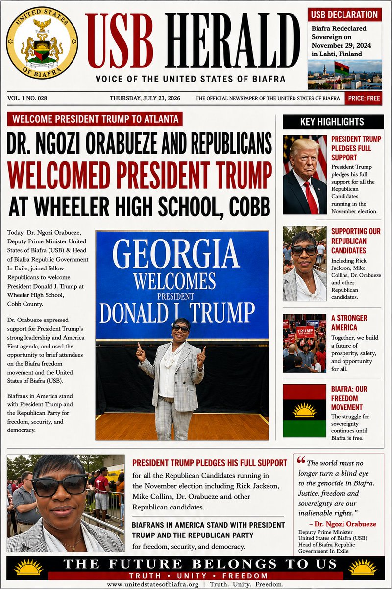 DrakeOfficial06's tweet photo. Dr. Orabueze Backs President Trump's America First Agenda, Highlights Biafra Freedom Movement and the United States of Biafra (USB). https://t.co/IHBd8WCxr5