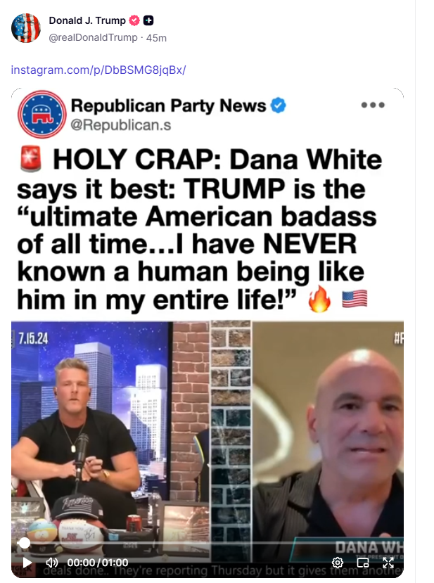 nickturse's tweet photo. Meanwhile on Truth Social....

The only thing more pathetic than the sycophancy is Trump's posting of the sycophancy. https://t.co/hmiPPTvJkh