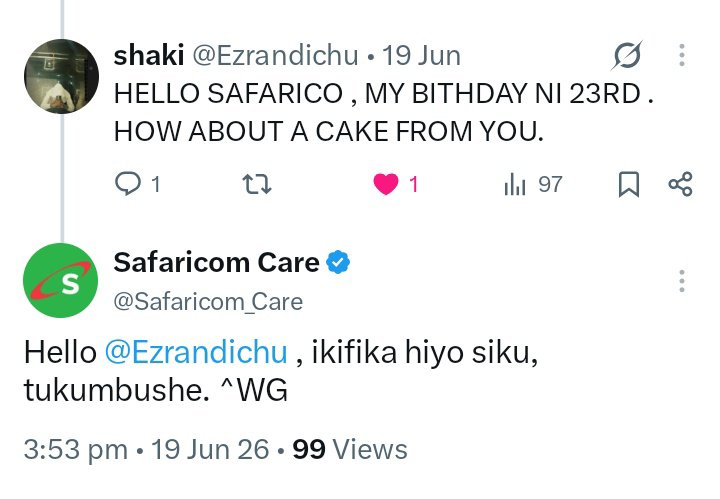 Ezrandichu's tweet photo. @SafaricomPLC Siku ni Leo 😅😅😅 https://t.co/m9Z1aQP6eL