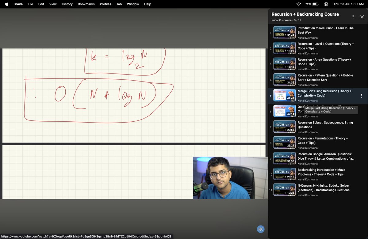 CodeWithPathak's tweet photo. Currently learning recursion from Kunal Kushwaha’s Recursion + Backtracking playlist.

The way he builds intuition before jumping into code makes this difficult topic much easier to understand. One of the best DSA playlists I’ve followed so far! 🚀

#DSA #Java #Recursion https://t.co/srkQfAetJB