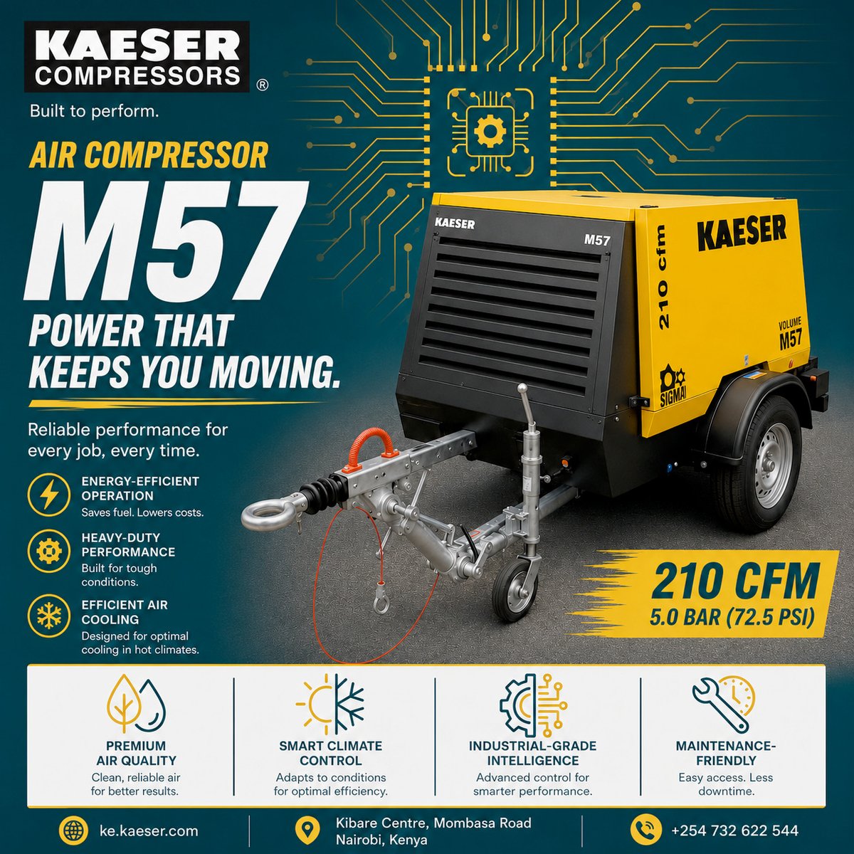 KaeserCompress1's tweet photo. Power through every project with the KAESER M57. Built for reliability, fuel efficiency, and performance that keeps your operations moving.

📞 +254 732 622 547
📧 sales.kenya@kaeser.com

Request your personalized quote today.
#Kaeser #EfficiencyInAction https://t.co/jqqJF12I1b