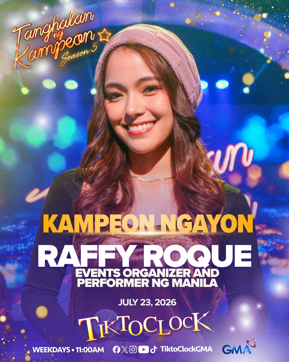 TiktoClockGMA's tweet photo. Congratulations sa iyong pagkapanalo, RAFFY! π₯³π
Tumutok lang palagi sa #TanghalanNgKampeonGMA dito sa #TiktoClock, tuwing 11:00 AM! π€ https://t.co/0eRIfQuyHc