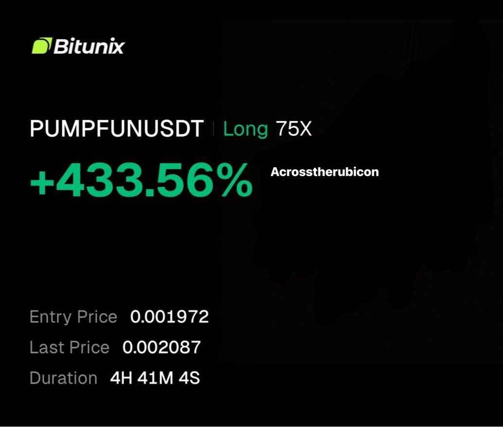 AcrossRubicon_'s tweet photo. $PUMP BOOM🔥

2ND TARGET ACHIEVED
ALHUMDULILLAH 👑

PROFIT RUNNING +433.56% BRO ⚡

BOOK YOUR 75% TRADE AND ENJOY💵

TIME = 4H 41M 4S 🚨 https://t.co/I0L7iIiDmN