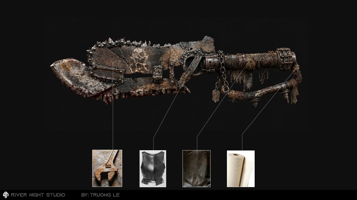 rivernight3d's tweet photo. • Hammer Concept.
• Post-apocalyptic weapon concept.
• Inspired by worn metal and weathered materials.
By: Truong Le | @rivernight3d ⭐
#rivernightstudio #WeaponDesign #3DGameArt #3DOutsourcing https://t.co/rSAYA7axUe