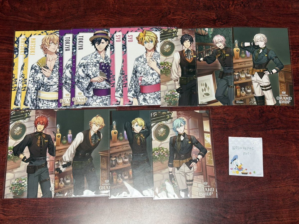 Rlixr86132C's tweet photo. 【交換】うたプリ グラショ 浴衣 MC 特典 ポストカード ポスカ

【譲】
①浴衣:那月.トキヤ.翔 各2
②MC:音也.那月.翔.藍.綺羅.ナギ.シオン

【求】
①嶺二.蘭丸3.カミュ2(友人分)
②レン.蘭丸2. カミュ3(同上).ヴァン

郵送交換希望。
他📮とまとめての交換も可。
検索からもお気軽にお声掛けください https://t.co/zepg7yAzVt