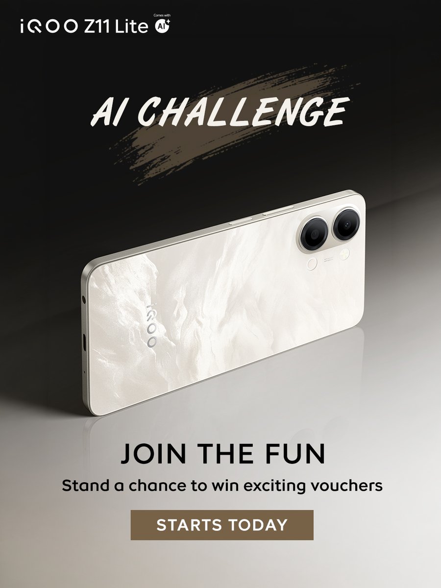 nipunmarya's tweet photo. #Questers, we’re not done yet!
Here’s another chance to take on a new challenge and win exciting prizes.
The AI Challenge is here. Let’s see how well you know your AI.
Stay tuned. More coming your way soon. #iQOOZ11Lite #NonStopNoLimits
T&Cs Apply: https://t.co/74JVe3cuZT https://t.co/Le3iUxZJgF