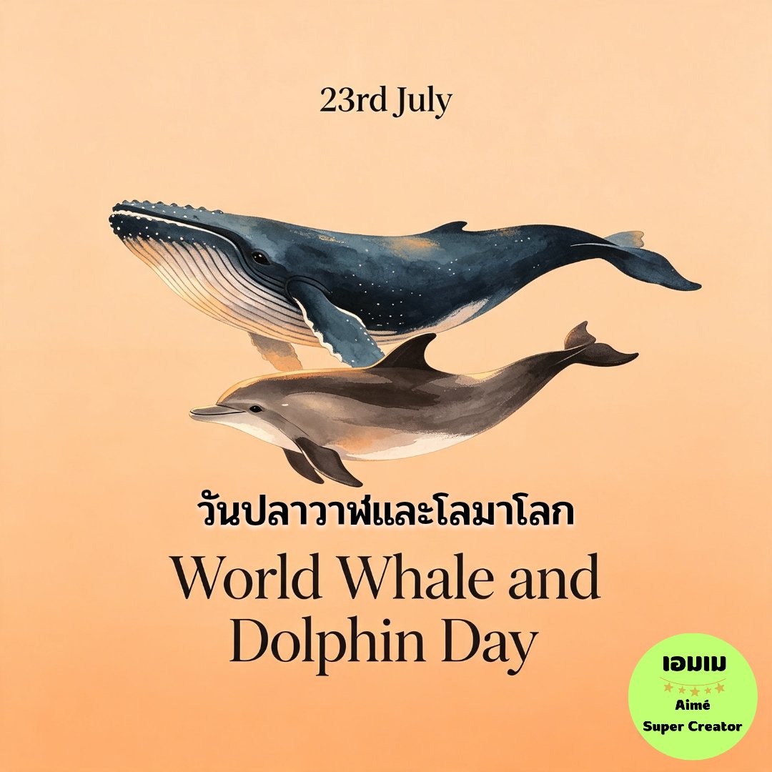 AimeSparkPower's tweet photo. 23rd July 🐳🐬 วันปลาวาฬและโลมาโลก

#Aimé
#Super
#Creator 
#แบ่งปันสิ่งดีๆ
#วันปลาวาฬและโลมาโลก 
#WorldWhaleAndDolphinDay
#2026SuperWealthy
#พลังสร้างสรรค์
#รักตัวเอง
#ความคิดสร้างสรรค์
#ใจเป็นสุข
#feelgood
#happyeveryday
#haveagoodday
#ความรัก
#ความสุข
#love
#happiness https://t.co/fZFbcbzNu4