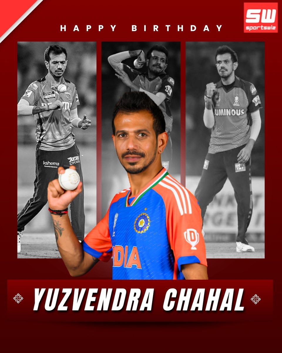 mysportswiz's tweet photo. Wishing a very Happy Birthday to India's master leg-spinner, Yuzvendra Chahal! 🥳🎉
https://t.co/7Wm3X0Tlrs
#HappyBirthday #YuzvendraChahal #TeamIndia #IndianCricket #LegSpinner #Cricket #SLvsPAK #ZIMvIND #ChinaOpen2026 #TheHundred #Zimbabwe https://t.co/p9h9MNaguT