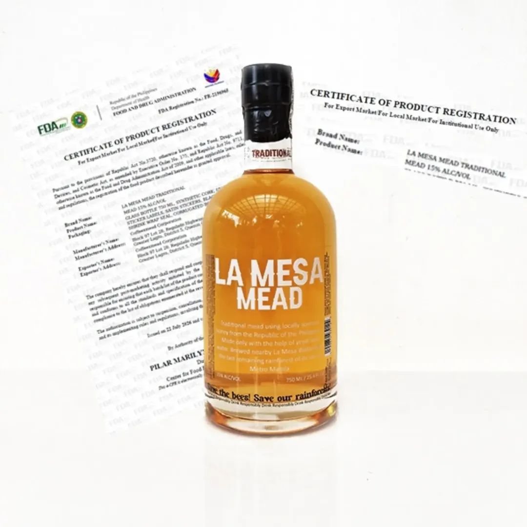 lamesamead's tweet photo. Yehey! 3-peat victory for us! Our OG product La Mesa Mead Traditional 🐝🍯 finally got the Certificate of Product Registration (CPR) from the Food and Drug Authority of the Philippines (FDA). We received CPR for Vida and Tagumpay earlier this year. Another reason to celebrate! 🥳 https://t.co/r9Vvi2hhRF