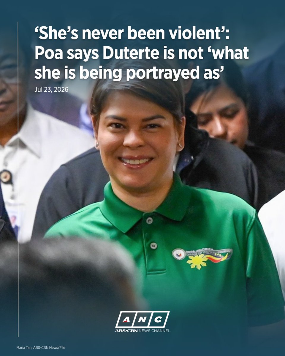 ANCALERTS's tweet photo. ‘HINDI AKO NABATO NG LAPTOP’

Defense panel spokesperson Atty. Michael Poa shut down rumors of Vice President Sara Duterte throwing a laptop at him, insisting that she “has never been violent” and “what she is being portrayed as is actually not what she is.” #VPOnTrial

READ: https://t.co/2AxFP5lPdM