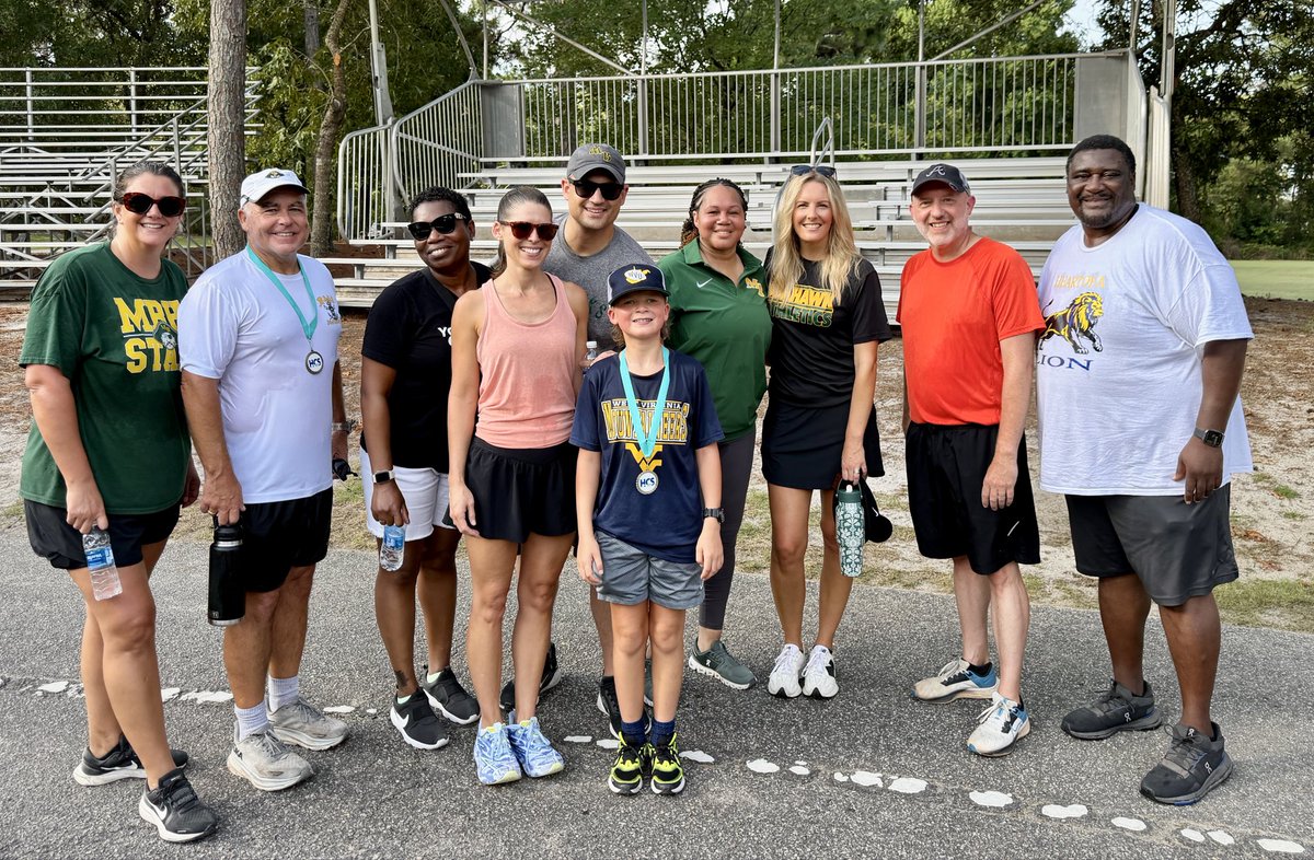 MBHSPrincipal's tweet photo. The #hcswellness 5k was great! I loved seeing so many of my colleagues focusing on their health and having fun together. Shout-out to Parker Cutright & Jim Dalgarn on their 2nd and 3rd place finishes! Special thanks to @CJ_HCS_Sup and @lorisHSPrin42 for planning and coordinating https://t.co/z93bvQ1o8g