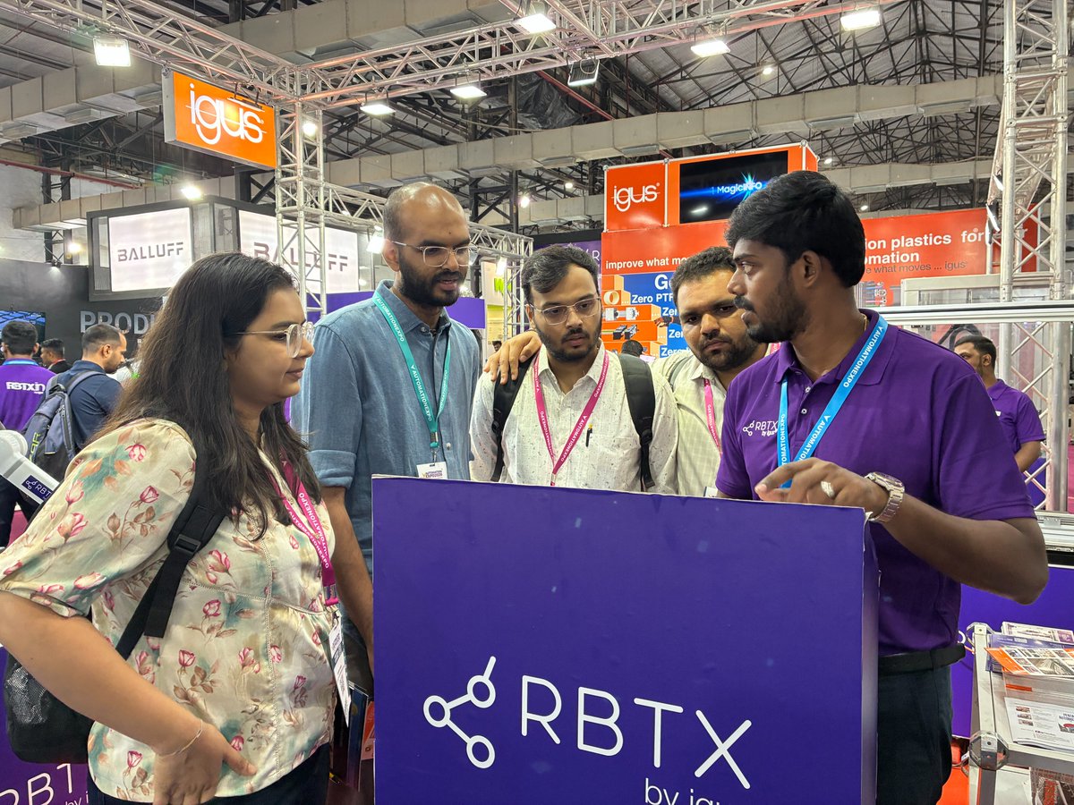IgusIndia's tweet photo. At Automation Expo 2026, we demonstrated our plug-and-play robotic automation solutions, helping visitors discover simpler, smarter, and cost-effective ways to automate their operations.

#igus #RBTX #AutomationExpo2026 #Robotics #Automation #MotionPlastics #Engineering https://t.co/VOa55HOo4K