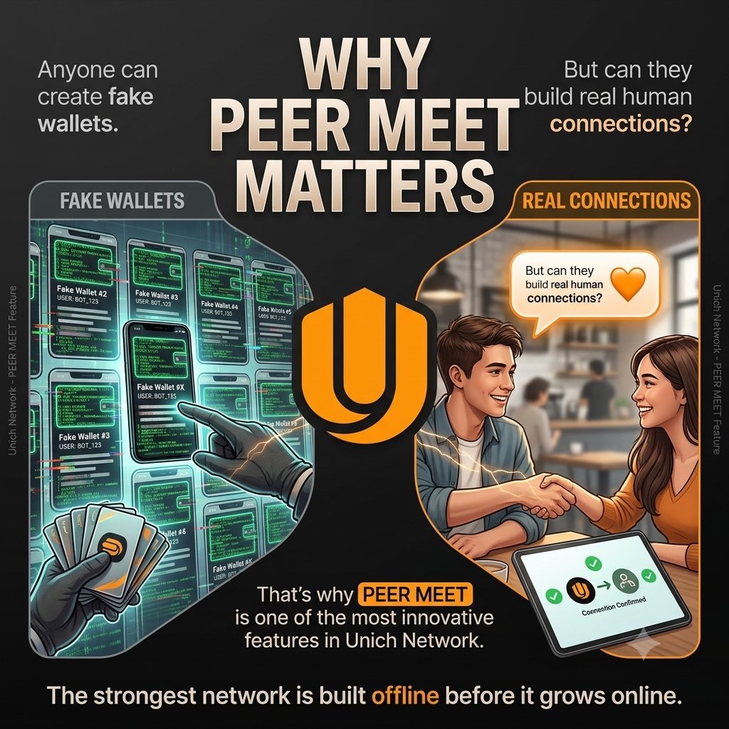 Beshir534588's tweet photo. Why Peer Meet Matters
Anyone can create fake wallets.
But can they build real human connections?
That's why Peer Meet is one of the most innovative features in Unich Network.
The strongest network is built offline before it grows online.
#Unich #PeerMeet #Web3 https://t.co/UMxI1kD2QT