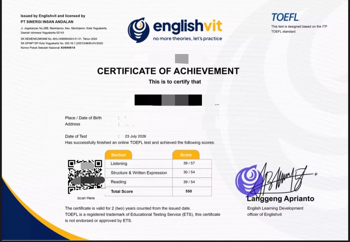 makemeronan's tweet photo. 223. TOEFL EnglishVit
Seneng deh bisa mempermudah urusan customer begini. Xixi. Req score 500-an aja buat apply kerja, tapi aku kasih 550.🙆🏻‍♀️✨🫰🏻

Buat kalian yang butuh TOEFL untuk syarat kerja, wisuda, sidang, yudisium, dll, cuz WA aku sekarang😍

t zonauang zonaba toefl https://t.co/qr9JbJ6dFP
