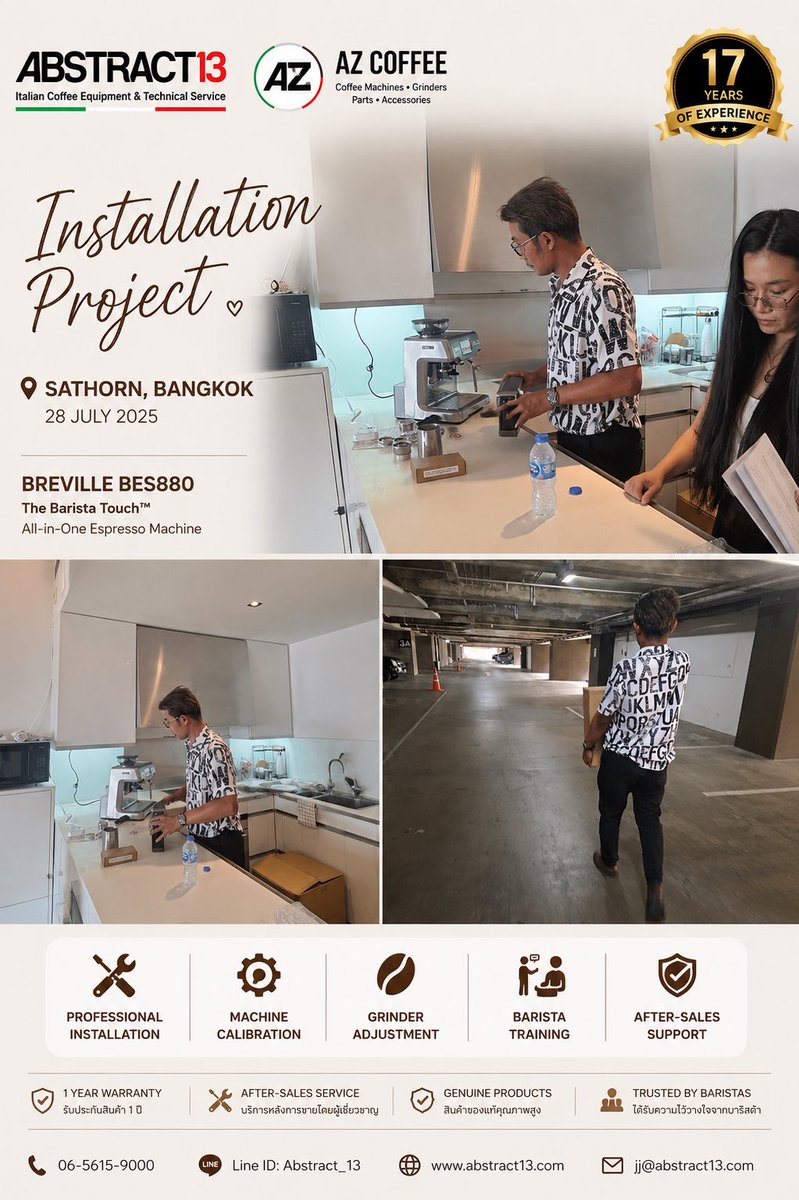 Abstract135's tweet photo. ☕ Another successful installation!
Breville BES880 The Barista Touch™
📍Sathorn, Bangkok 🇹🇭

Thank you for trusting Abstract13. From installation and machine calibration to barista training, we’re here to make every cup exceptional. 

https://t.co/hCzm4wm0zh https://t.co/nk8qcRZnwv