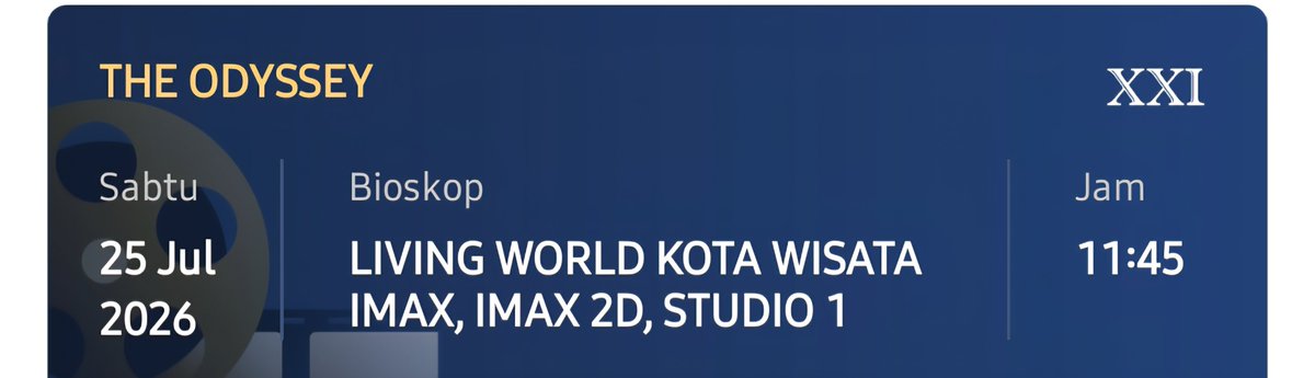 skuddyy's tweet photo. WTS the odyssey imax tanggal 25 Juli jam 11:45 Row B di living world kota wisata. 2 tiket. dijual karna tidak bisa nonton https://t.co/6KIQ9vrzWa
