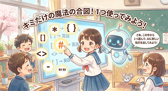 I_to_AI_'s tweet photo. AIに思い通りの返信をさせる「魔法の記号」🤖
🤖あるんです😁

難しい命令はいらないの
記号をいくつか混ぜるだけで指示がバッチリ伝わります！ 超かんたんに解説します👇

🍀 AIに命令するときの「魔法の記号」🍀

📌　#（ハッシュ） ➔「ここから見出し！」の合図。AIに注目させたい時に！
📌　 * や - （アスタリスク・ハイフン） ➔ 箇条書きのマーク。AIが整理しやすくて大喜び！
📌　 { } [ ] < >（かっこ） ➔「この中身に注目して！」の特別な入れ物。
📌　 ""（ダブルクォーテーション） ➔ 国語の「 」（かぎかっこ）と同じ！「言葉を絶対に変えないで」の合図。

💡 AIに「ここが大事！」と伝える合図。
 プロンプトがうまく伝わらない人は、
ぜひ使ってみてね！