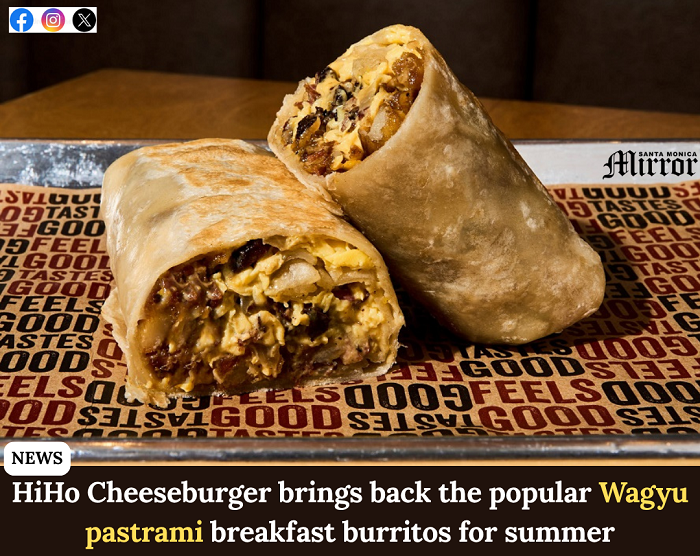 SMMirror's tweet photo. The Marina del Rey location will be selling the burrito made with pastrami crafted from grass-fed Wagyu, soft scrambled eggs, melted cheese, spicy slow-cooked onions, and HiHo fries.

https://t.co/G3SxZwLZG5 https://t.co/65w1m4rWDu