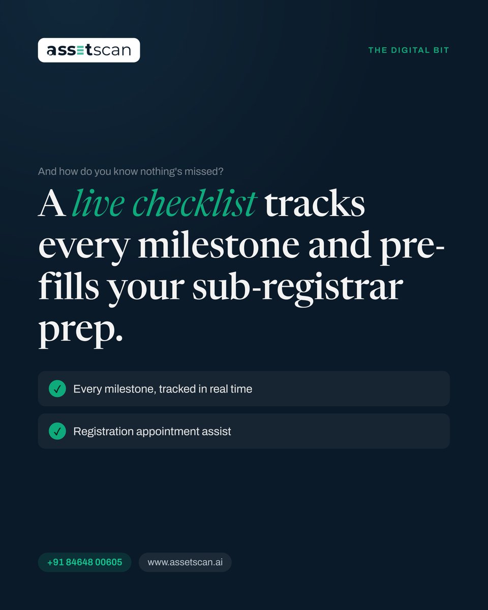 _assetscan_'s tweet photo. The buyer said yes.

Now comes the paperwork.

Real lawyers.
Live tracking.
Registration support.
Everything your resale transaction needs, in one place.

📍Built for Hyderabad's resale market.

📞+91 8464800605 | https://t.co/SImenmsVc3

#Hyderabad #RealEstate #AssetScan https://t.co/X6JE7rzkhZ