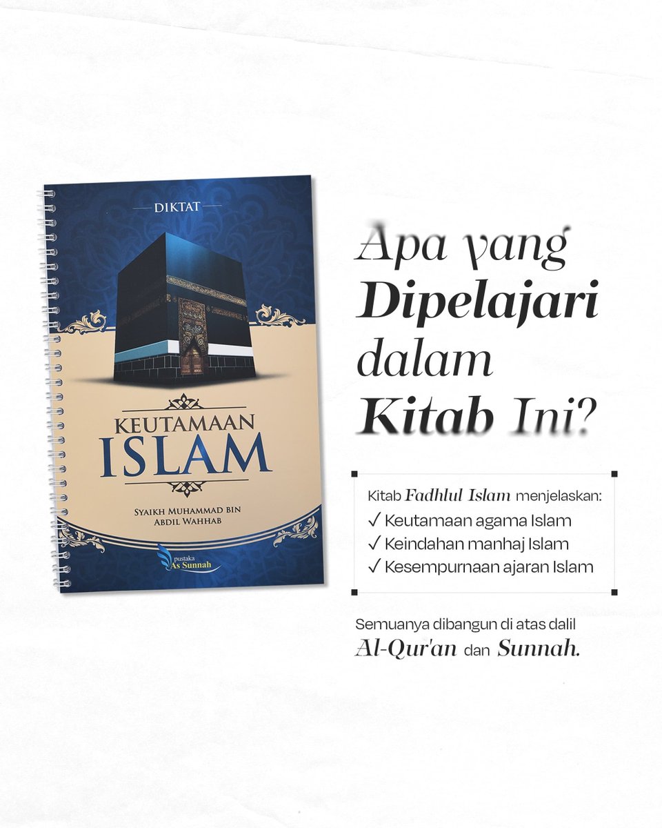 DzulqarnainMS's tweet photo. Mengapa Kitab Fadhlul Islam Masih Dipelajari Hingga Hari Ini?

Di tengah banyaknya buku tentang Islam, ada satu kitab ringkas yang terus dipelajari oleh para penuntut ilmu dari generasi ke generasi, yaitu Kitab Fadhlul Islam karya Syaikh Muhammad bin Abdul Wahhab رحمه الله.

Mengapa?

Karena kitab ini tidak hanya menjelaskan keutamaan agama Islam, tetapi juga mengajarkan bagaimana memahami Islam sebagaimana yang diajarkan oleh Rasulullah ﷺ dan dipahami oleh para sahabat serta generasi salaf.

Di dalamnya dibahas:
Keutamaan dan kemuliaan agama Islam.
Manhaj Islam yang lurus berdasarkan Al-Qur'an dan Sunnah.
Hal-hal yang berkaitan dengan kesempurnaan agama.

Seluruh pembahasannya dibangun di atas ayat-ayat Al-Qur'an, hadits-hadits Rasulullah ﷺ, serta atsar para salaf, sehingga menjadi salah satu kitab penting yang layak dipelajari oleh setiap muslim.
Sebagaimana dijelaskan oleh Al-Ustadz Dzulqarnain Muhammad Sunusi حفظه الله, kitab ini merupakan salah satu pondasi penting dalam Program Mafatihul Ilmi, karena membantu seorang muslim memahami hakikat Islam dan menjaga dirinya tetap berada di atas jalan yang benar.

Semoga Allah memberikan kepada kita ilmu yang bermanfaat, pemahaman yang benar terhadap agama-Nya, serta keteguhan untuk mengamalkannya.

📚 Insya Allah kitab ini akan kembali dibahas pada kajian akhir pekan bersama Al-Ustadz Dzulqarnain Muhammad Sunusi حفظه الله.

Dapatkan diktatnya melalui:
https://t.co/1I07yjUyFL
WhatsApp: 0811 460 3600

#LapakSantri #FadhlulIslam #MafatihulIlmi #BelajarIslam #Tauhid #Aqidah #ManhajSalaf #MenuntutIlmu #DzulqarnainMuhammadSunusi #KajianIslam