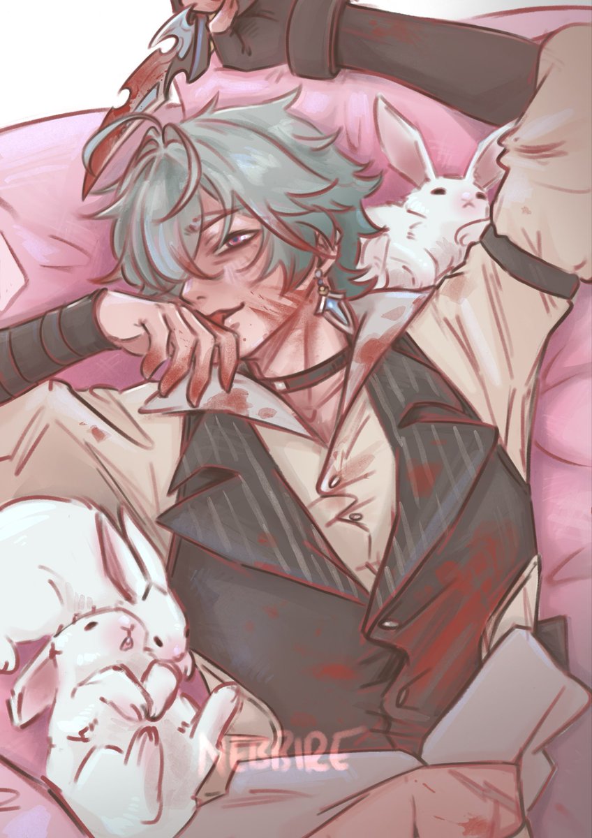 nebbire's tweet photo. Lohen 🐇🩸
.
He reminds me of the killer bunny from Monty Python…I‘m old
.
#lohen #genshinfanart #genshinimpact https://t.co/HLZ2u3c5uq