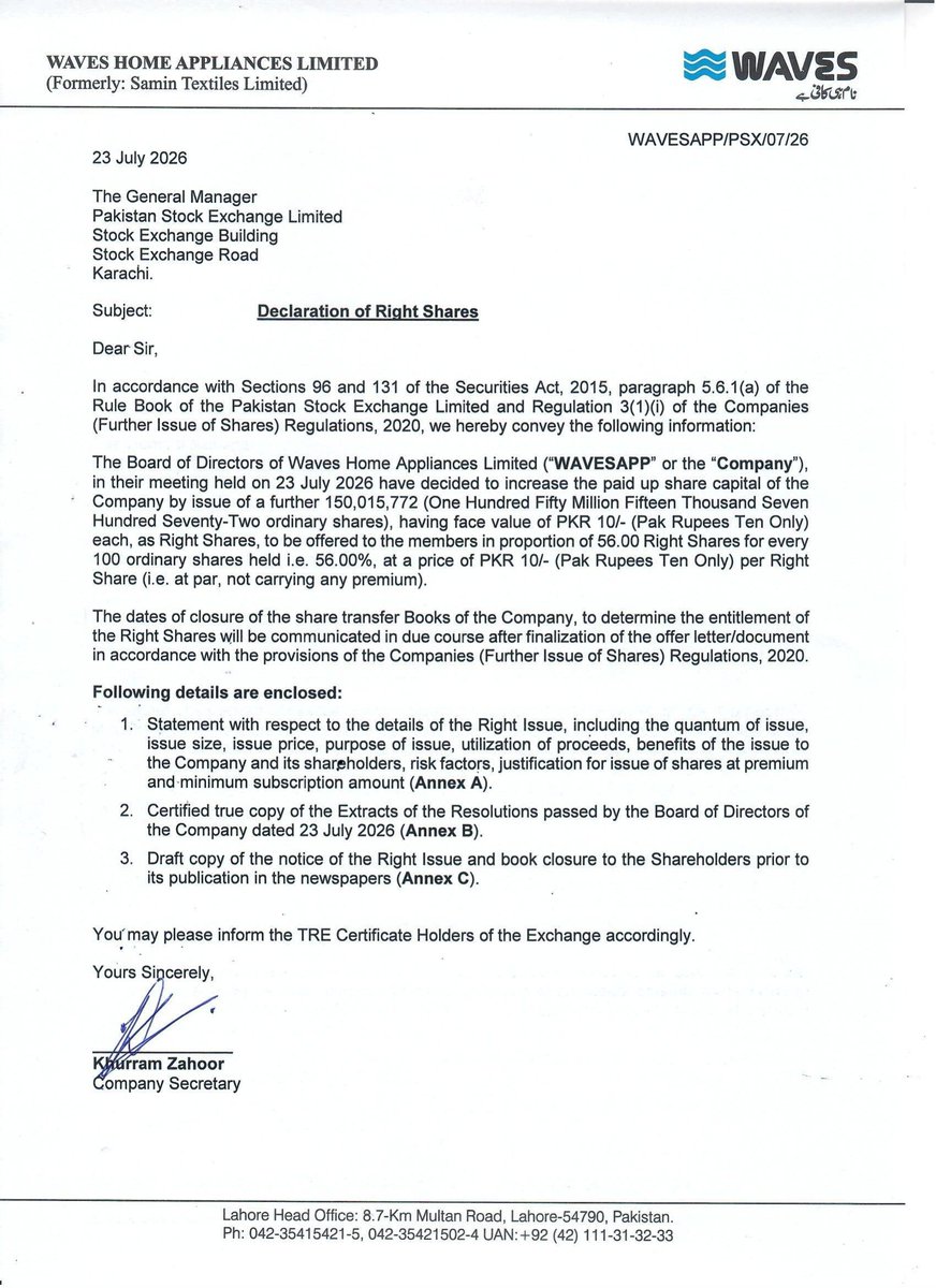 ChasePSXNotices's tweet photo. WAVESAPP - Material Information - Declaration of Right Shares
#PSX #Stock #News #WAVESAPP #MaterialInfo https://t.co/mwZMMSvzKS