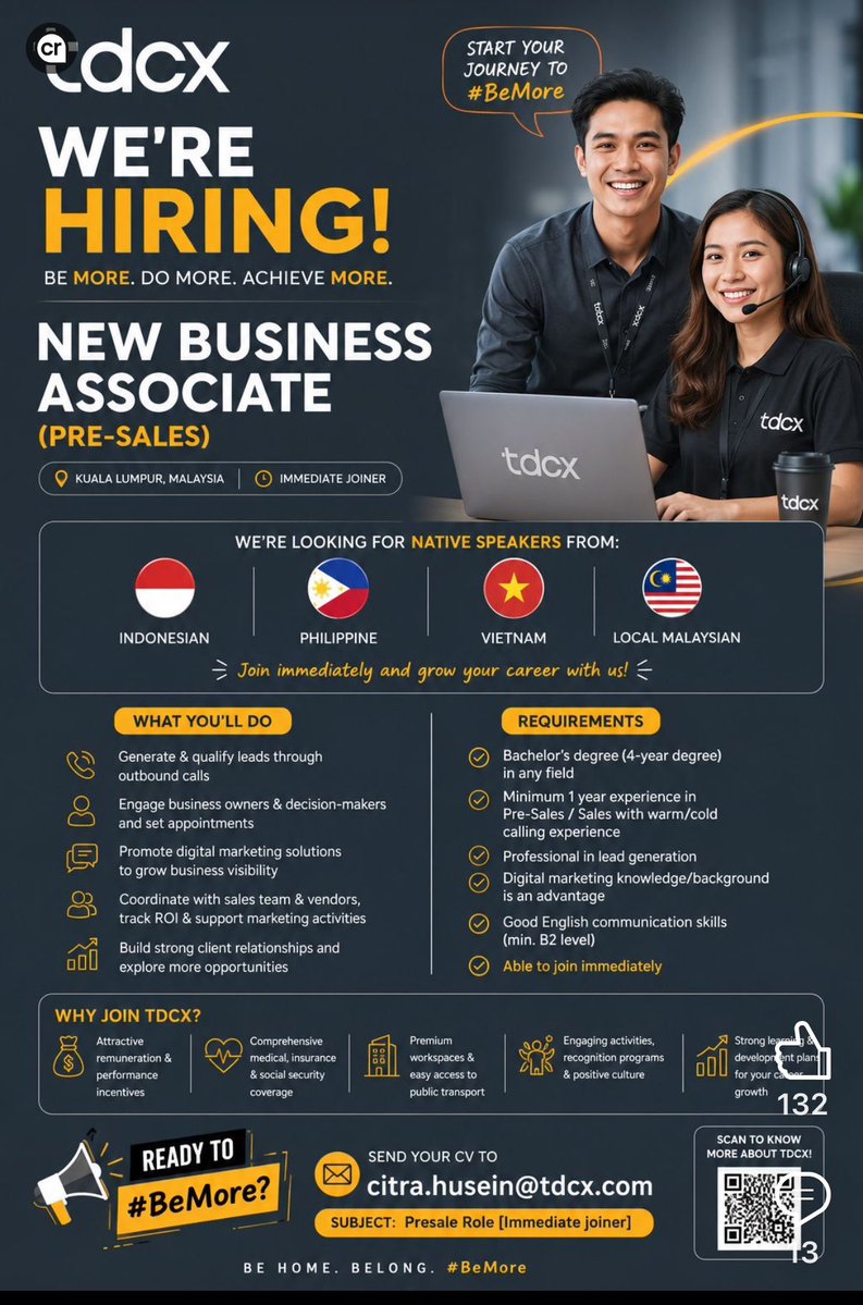Applyajadulu's tweet photo. 🚨JOB ALERT
🇮🇩INDONESIAN SPEAKER
💼 New Business Associate
📍Onsite di KL
✅Visa kerja disediakan
Gasss apply !!!!!

✅Mau dapat info lowker update setiap hari + webminar, gabung Aja ke group. Lynk di bio. https://t.co/nw1Q8QIcdk