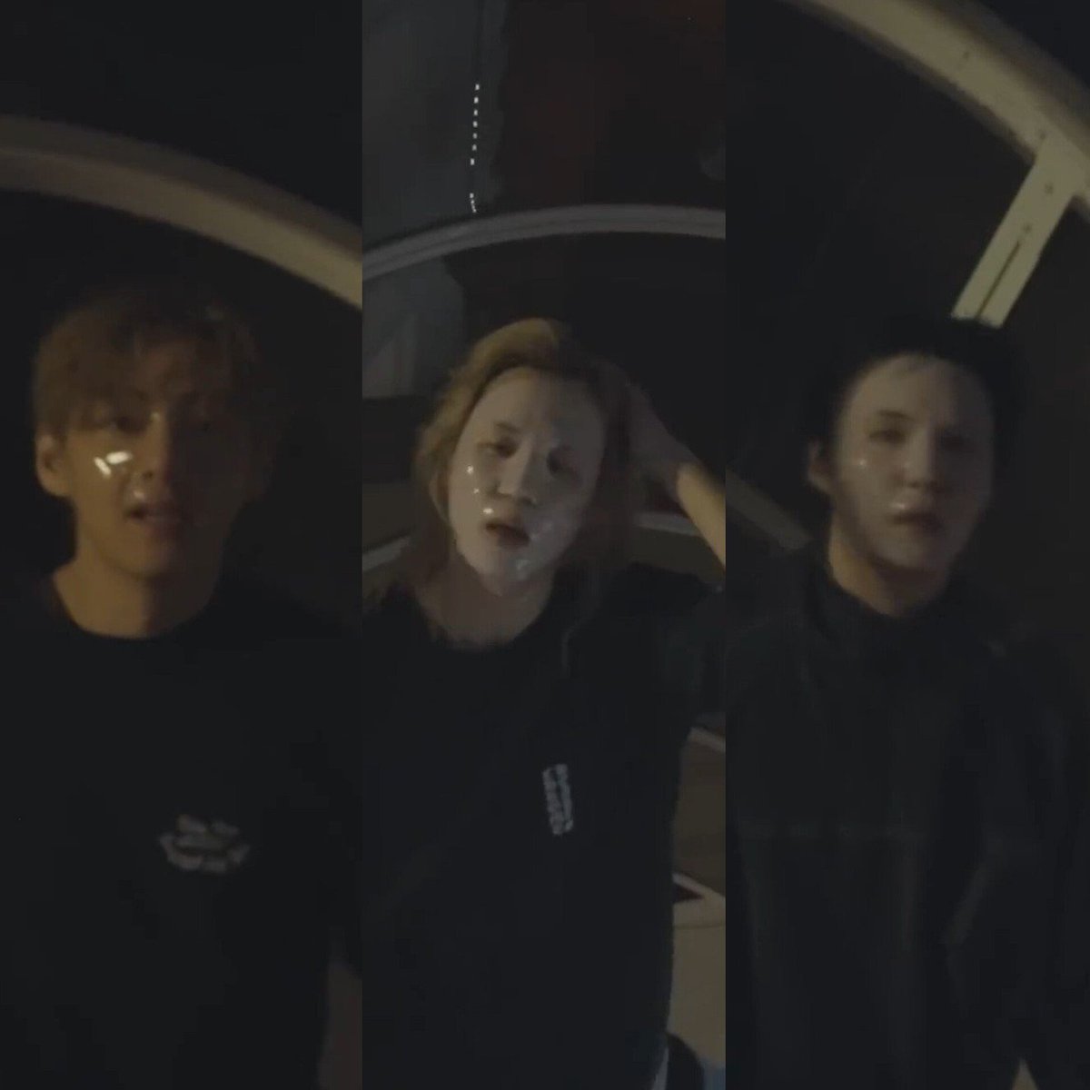 kookyun's tweet photo. Taehyung ,  Jimin and Yoongi wearing face mask https://t.co/uJhg8aGjfB