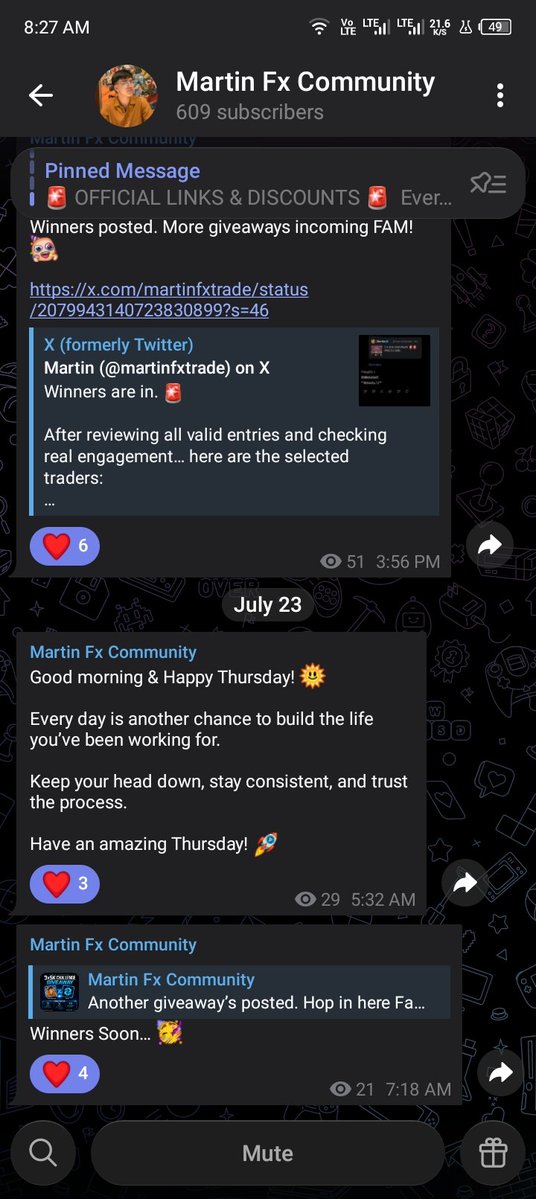 CreativeNft4's tweet photo. @martinfxtrade @FTMarketslive @hayatrades Done ✅ 
Every task completed
Manifesting this one
A funded account would mean a lot and help me take my trading to the next level 🤲
@ajose_mawuyon @i_am_deultimate @ultimateone09 https://t.co/1FV91zCcDo