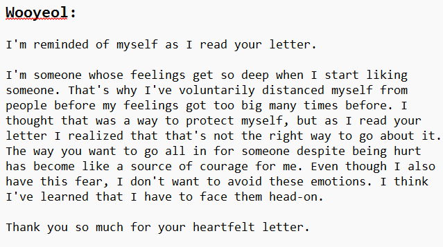 Orbiting_44's tweet photo. Reading Yugyeong and Wooyeol's postcard letters back-to-back does hit different.

(Translated by me)
#HeartSignal5 https://t.co/VLxrwITwcG