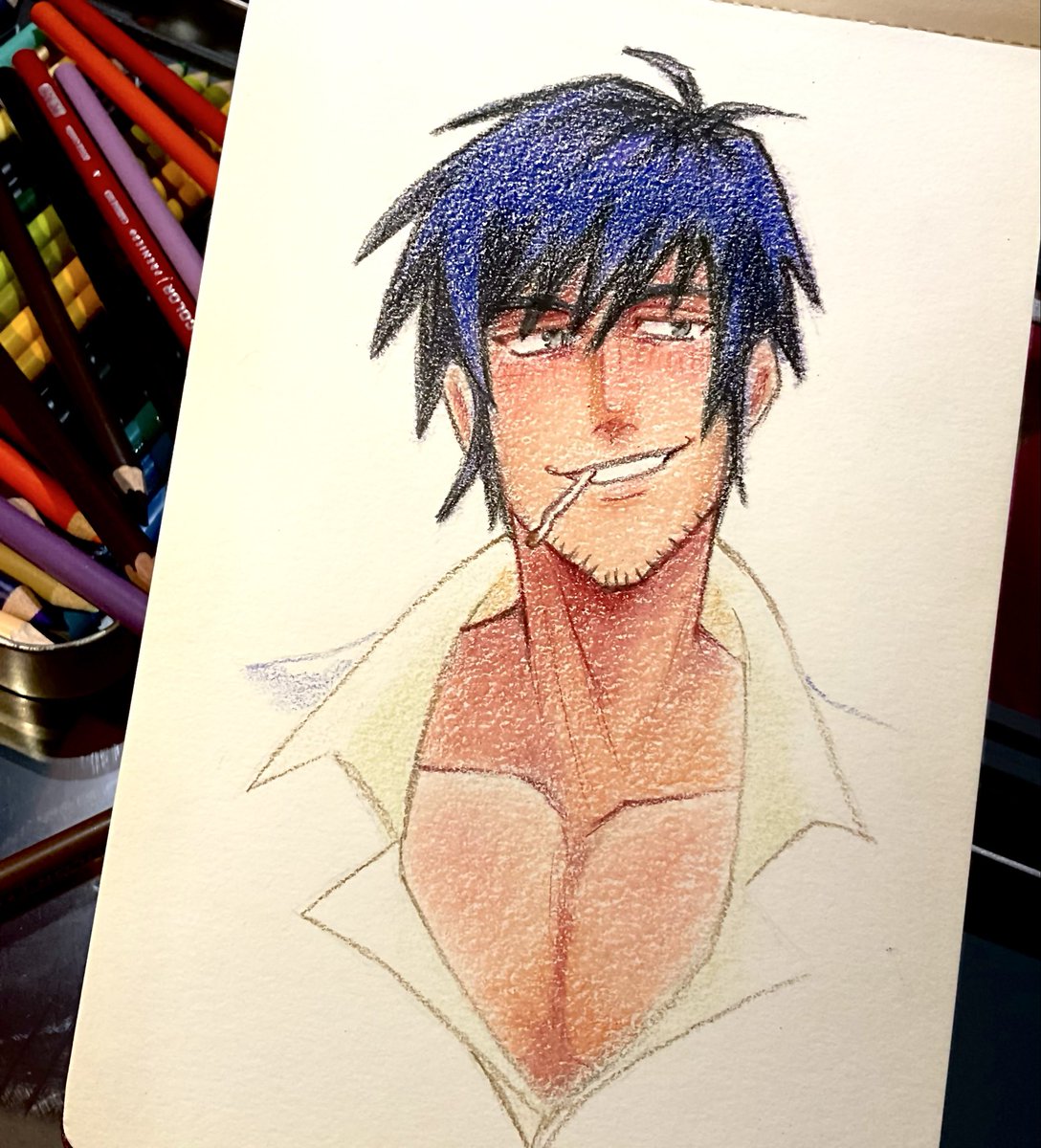 nellcherbee's tweet photo. Used my colored pencils for Wolfwood Wednesday https://t.co/AgeWmK5aCg