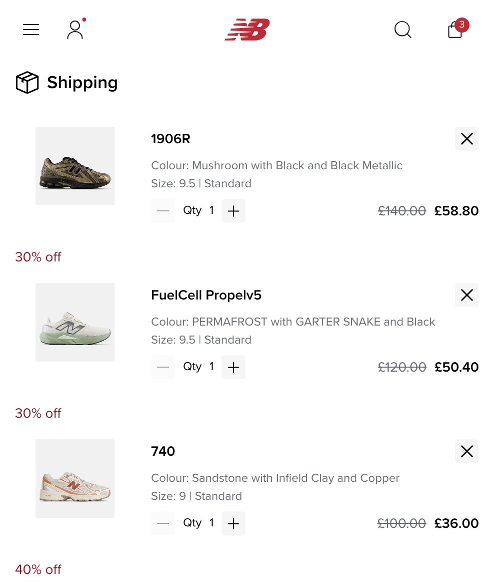 catchagem_'s tweet photo. 👟 £140 New Balance for £58.80! This code works on the NEW Balance UK sale to give you an extra 40% OFF ..

Add any of the 1300+ products from this page (ad: https://t.co/rNP4INnH9g) and then use code NBSALE40 

You can also get FREE shipping if you sign up to be a member. https://t.co/syYcvnC1Sx