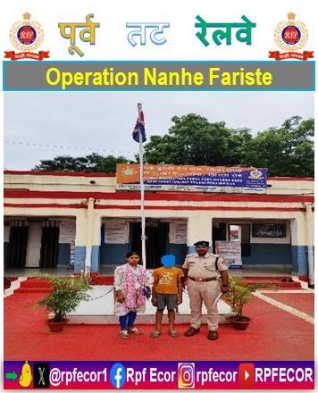 rpfecor1's tweet photo. "Beginning of new chapter! RPF/East Coast Railway rescued One minor boy-from  KHURDHA ROAD  Railway Station and ensures his well-being on 22th July 2026.
#OperationNanheFarishte @RPF_INDIA 
#ProtectingChildren https://t.co/xG7QglN3De