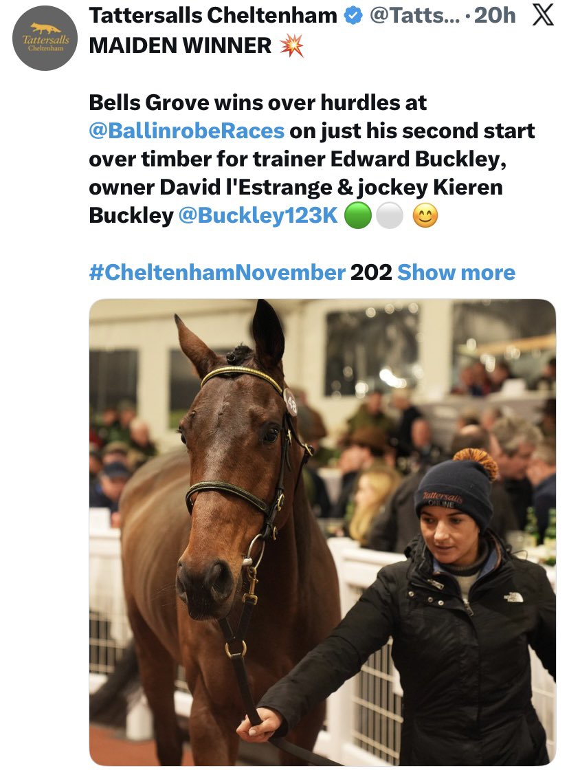 Willowwoodstud's tweet photo. Bells Grove wins his Maiden readily @BallinrobeRaces keeping the Capri winners coming. #CapriSired https://t.co/B7EiZUwxDI