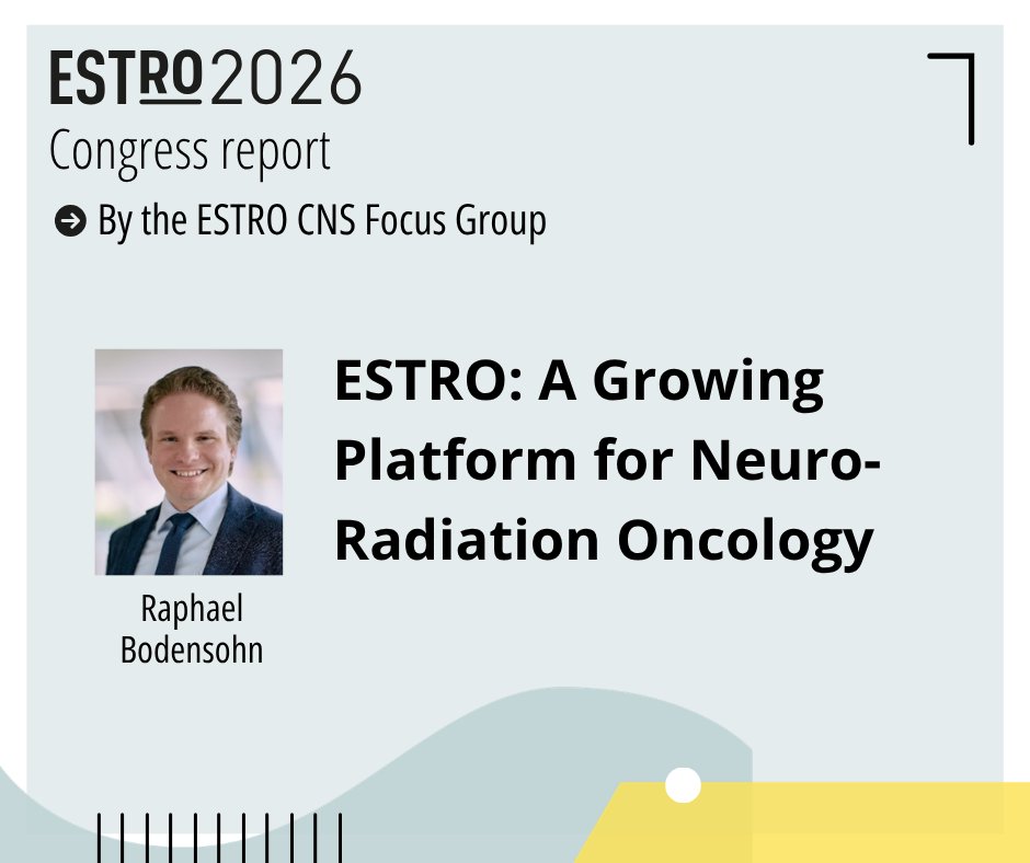 ESTRO_RT's tweet photo. From advanced APT-weighted MRI to the latest Phase III INTRAGO-II trial data published in @TheLancetOncol, neuro-radiation #oncology is gaining momentum at the ESTRO congress.
👉 Read key #CNS trials, debates, and tech updates from #ESTRO26: https://t.co/UvHU8a3q29 #RadOnc https://t.co/m2fr9FNPLy