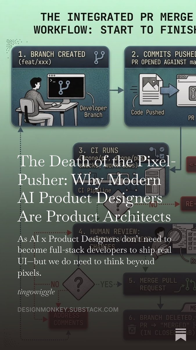 tingowiggle's tweet photo. The Death of the Pixel-Pusher: Why Modern AI Product Designers Are Product Architects https://t.co/LAMCTBLiTv https://t.co/oy7k91VSgM